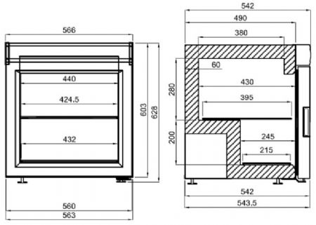 Conglateur a poser vitre pour crme glace 542x566x628