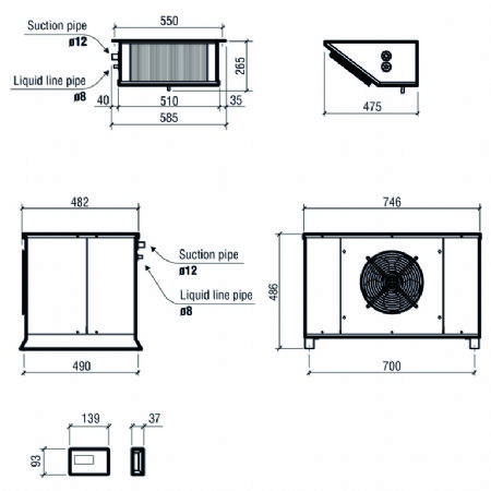 Groupe pour chambre froide split type ngatif 1.92-5.21 m3