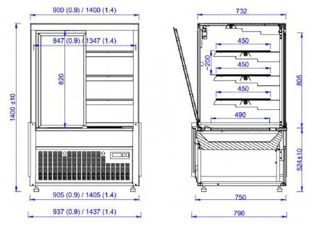 Vitrine rfrigre professionnelle nero 1437x790x1400