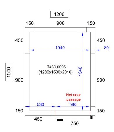 Chambre froide professionnelle 1200x1500x2010