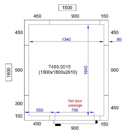 Chambre froide professionnelle 1500x1800x2010