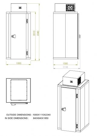 Mini chambre frigorifiques inclus unit type ngatif