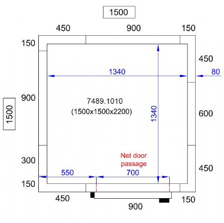 Chambre froide professionnelle 1500x1500x2200