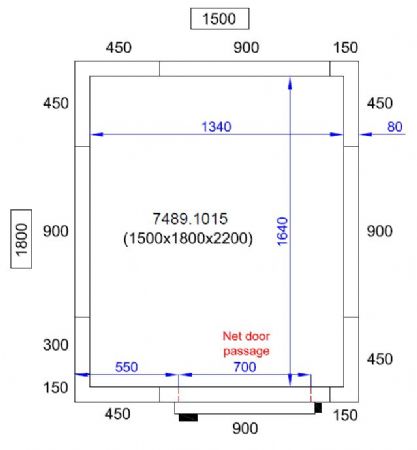 Chambre froide professionnelle 1500x1800x2200