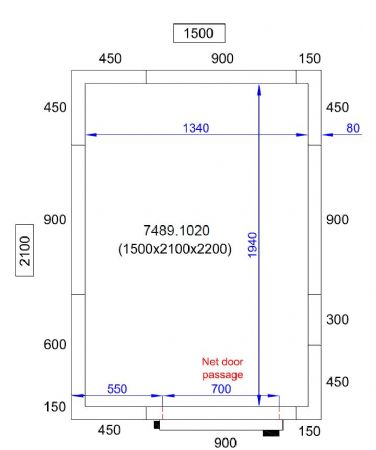 Chambre froide professionnelle 1500x2100x2200