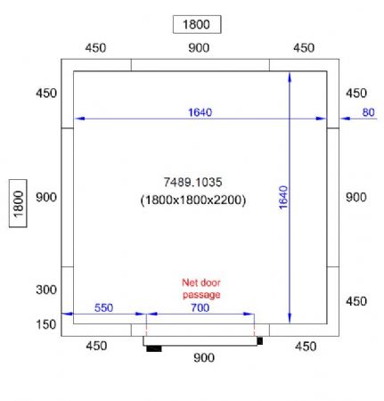 Chambre froide professionnelle 1800x1800x2200