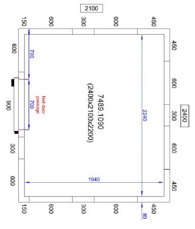 Chambre froide professionnelle 2400x2100x2200