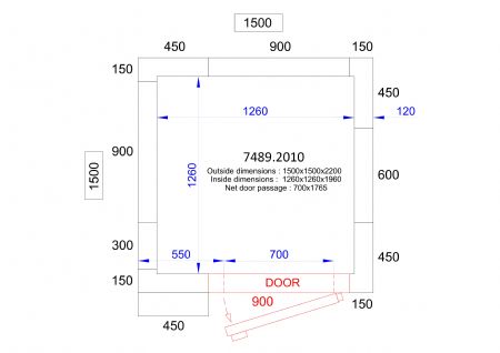 Chambre froide professionnelle 1500x1500x2200 - isolation 120 mm