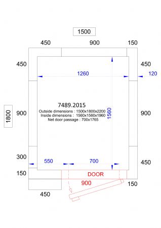 Chambre froide professionnelle 1500x1800x2200 - isolation 120 mm