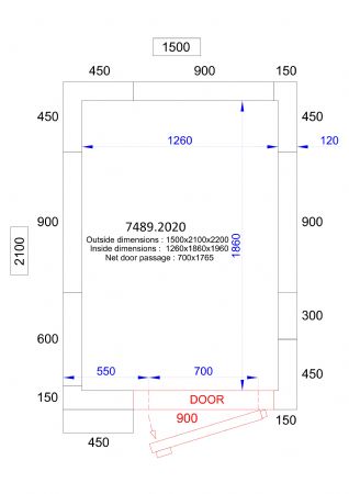 Chambre froide professionnelle 1500x2100x2200 - isolation 120 mm