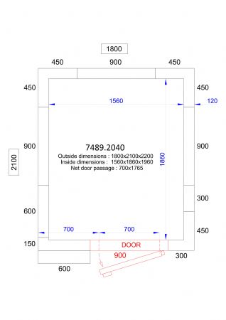 Chambre froide professionnelle 1800x2100x2200 - isolation 120 mm