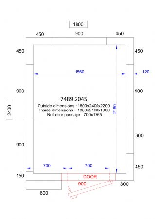 Chambre froide professionnelle 1800x2400x2200 - isolation 120 mm