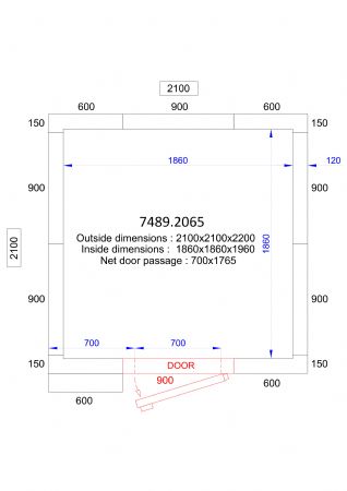 Chambre froide professionnelle 2100x2100x2200 - isolation 120 mm