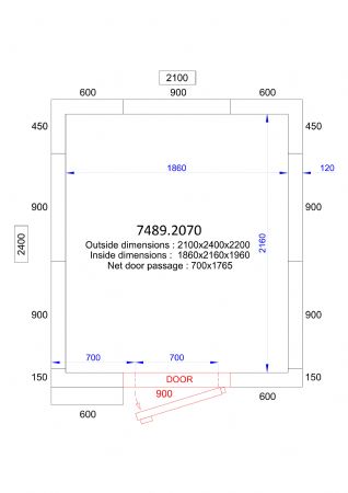 Chambre froide professionnelle 2100x2400x2200 - isolation 120 mm