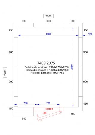 Chambre froide professionnelle 2100x2700x2200 - isolation 120 mm