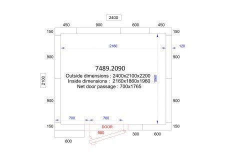 Chambre froide professionnelle 2400x2100x2200 - isolation 120 mm