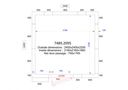 Chambre froide professionnelle 2400x2400x2200 - isolation 120 mm