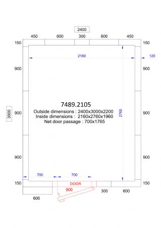 Chambre froide professionnelle 2400x3000x2200 - isolation 120 mm
