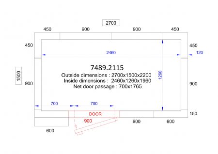 Chambre froide professionnelle 2700x1500x2200 - isolation 120 mm