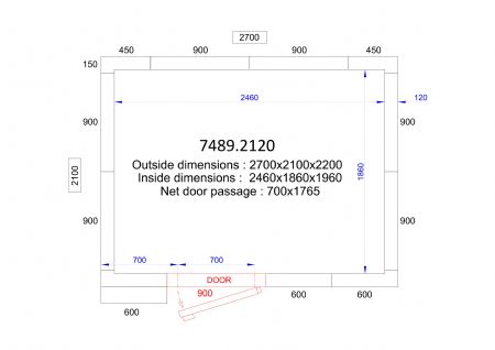 Chambre froide professionnelle 2700x2100x2200 - isolation 120 mm