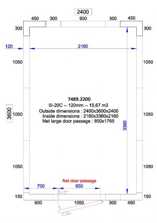 Chambre froide professionnelle 2400x3600x2400 - isolation 120 mm