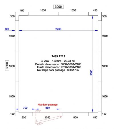 Chambre froide professionnelle 3000x3600x2400 - isolation 120 mm