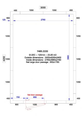 Chambre froide professionnelle 3000x4200x2400 - isolation 120 mm