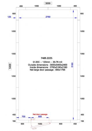 Chambre froide professionnelle 3000x5400x2400 - isolation 120 mm