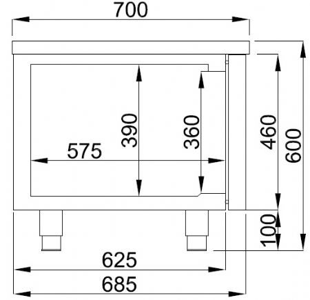 Table rfrigre professionnelle haute 2 portes 1200x700x600