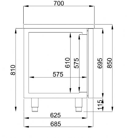 Table rfrigre professionnelle 4 portes  2270x700x850