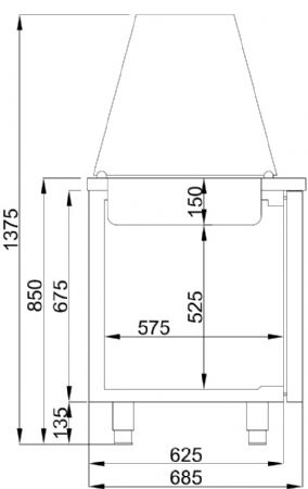 Saladette professionnelle 2 portes 3x 1/1gn  1400x700x850