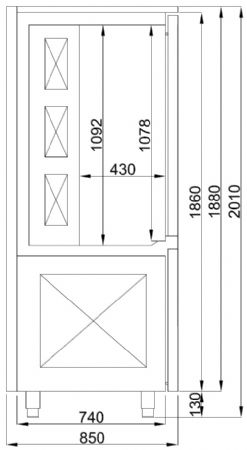 Cellule de refroidissement 15x 1/1gn 800x850x2010