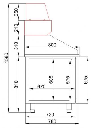 Table a pizza professionnelle  2 portes 1550x800x1080