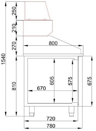 Table a pizza professionnelle  1 porte 5 tiroirs 1550x800x1080