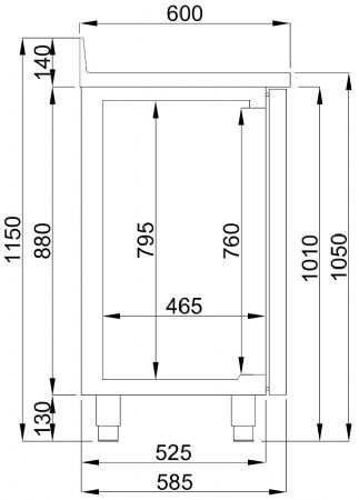 Table rfrigre professionnelle 2 portesavec tiroir pour caf 1580x600x1050