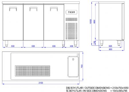 Refroidisseur de bire 3 portes 1r