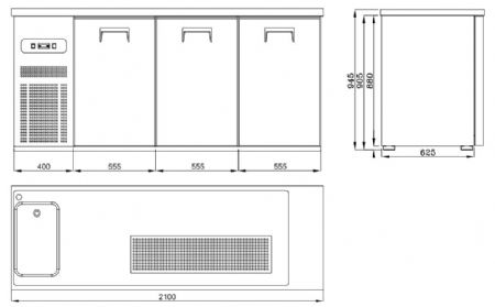 Refroidisseur de bire 3 portes 1l