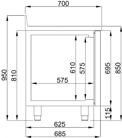 Table rfrigre professionnelle avec dosseret 2 portes  1300x700x860