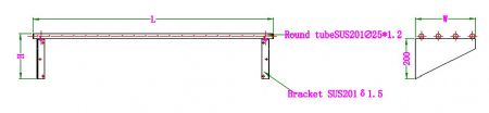 Gril de barre en inox largeur 1000 1000x300x225