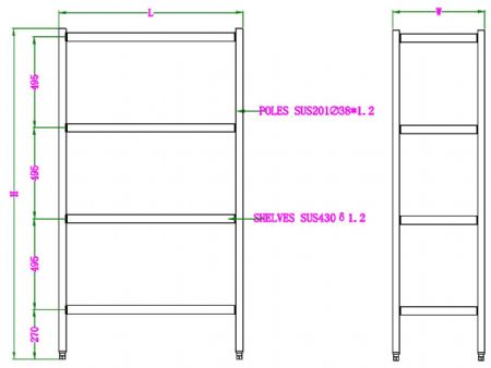 tagres 4 niveaux  dmontable largeur  900 900x500x1800