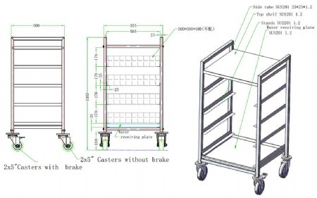 Trolley pour paniers de lavage 500x500