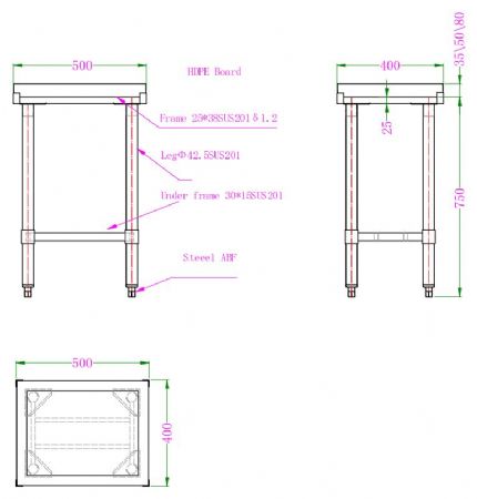 Billot bloc de dcoupage en polythylne 50mm paisseur 500x400x750