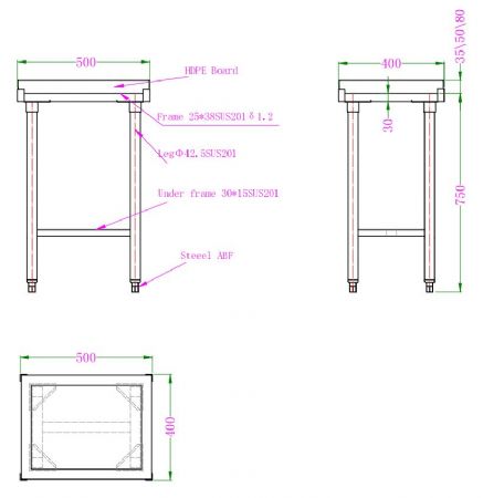 Billot bloc de dcoupage en polythylne 80mm paisseur 500x400x750