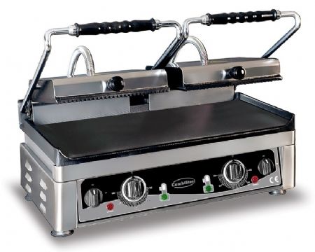 Grill de contact pour panini 3,5kW plaque sup lisse plaque inf rainure