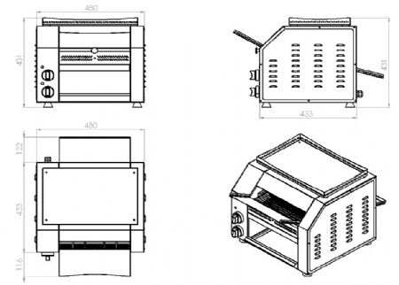 Grille pain  convoyeur 480x440x440