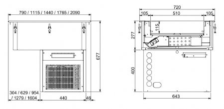 Drop-in cuve rfrigre ventil 2/1 - 160mm 790x720x677