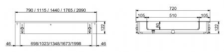 Bac  glace pile encastrable gn 2/1 790x720x122