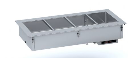 Bain marie professionnel encastrable gn 2/1 - remplissage deau automatique 790x720x302