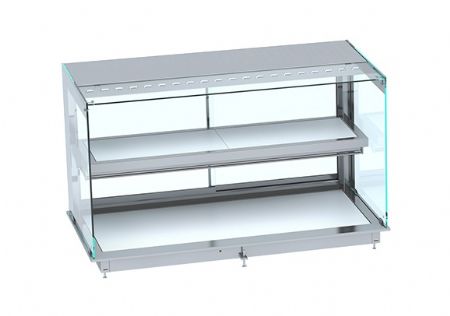 Vitrine cubique chauffante encastrable avec plaque vitroceramique blanc gn 3/1 1115x720x924