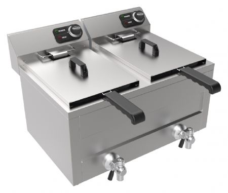 Friteuse professionnelle a poser electrique 2x8l 2x3kw 620x545x305